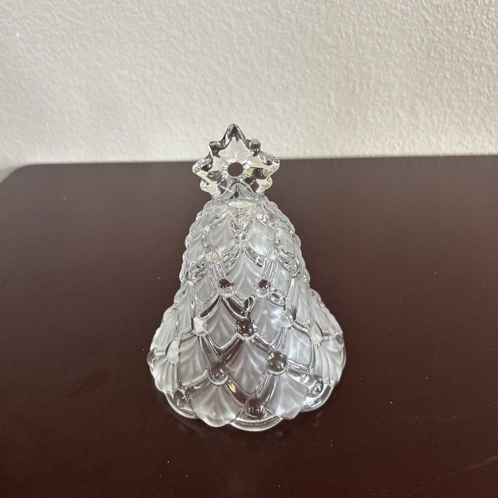 Mikasa Winter Dreams Crystal Christmas Tree Bell 5.5in Frosted Satin Germany